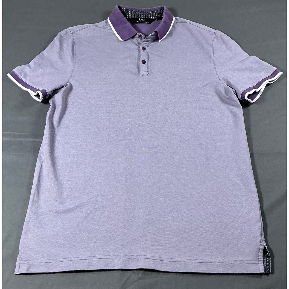 Michael Strahan Mens Purple Short Sleeve Polo Shirt Size S Cotton Blend Stretch